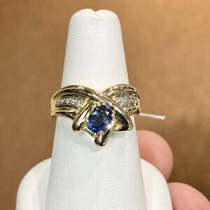 Sapphire And Diamond Gold Ring